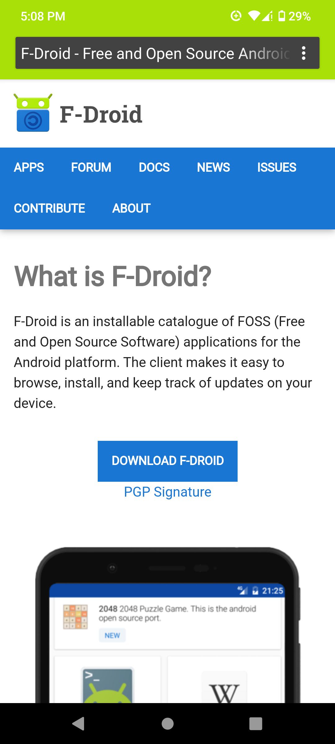 Picture of F-Droid's website